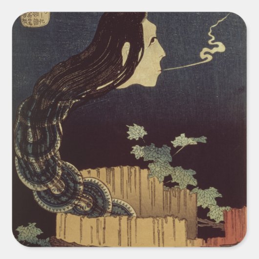 Japanse Ghost Vierkante Sticker (Voorkant)
