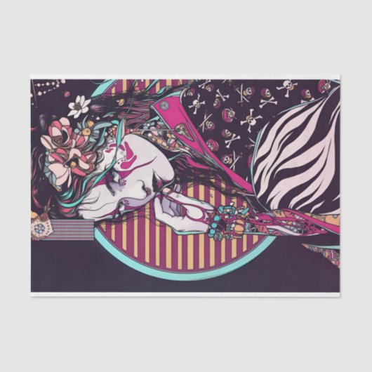 Japanse GIrl Flowers in Hair Tissuepapier (Voorkant)