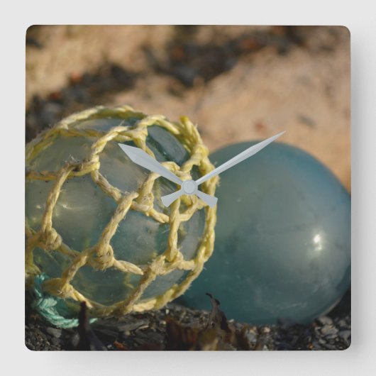 Japanse Glass Vist Float Vierkante Klok (Voorkant)