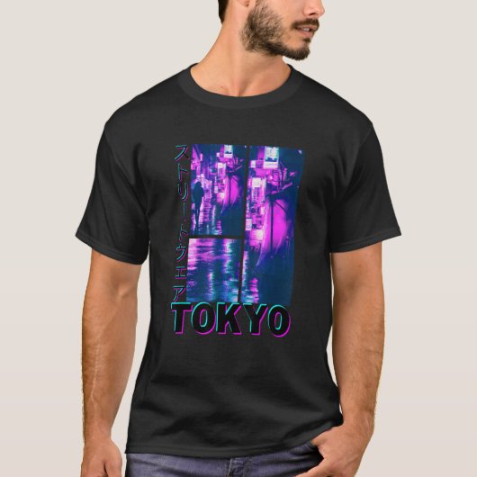 Japanse Glitch Cyberpunk Tokyo Streetslijet Aesthe T-shirt (Voorkant)
