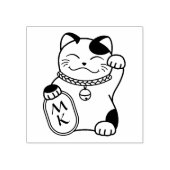Japanse Goed Geluk Kat, Maneki Neko - Monogram Rubberstempel (Afrduk)