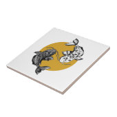 Japanse Golden Sun Koi Carps Tegeltje (Zijkant)