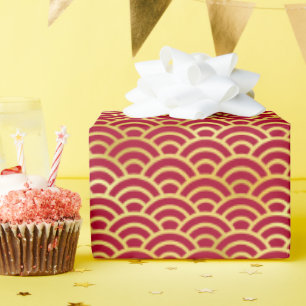 Japanse Golf Elegantie: Krachtig Rode Cadeaupapier