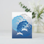 Japanse golf en witte konijn briefkaart (Staand voorkant)