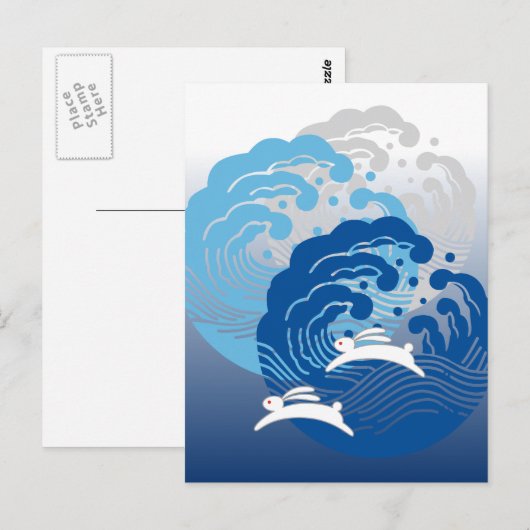 Japanse golf en witte konijn briefkaart (Voorkant / Achterkant)