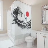 Japanse Golf, Heron, minimale schilderkunst Douchegordijn (In situ)