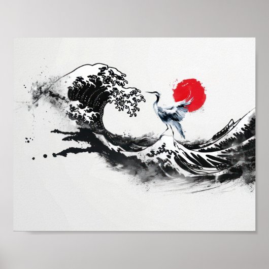 Japanse Golf , Reiger, minimale schilderkunst Poster (Voorkant)