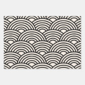 Japanse Golf Seigaiha Black en Cream White Inpakpapier Vel (Voorkant 2)