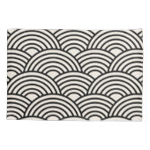 Japanse Golf Seigaiha Black en Cream White Kussensloop (Achterkant)