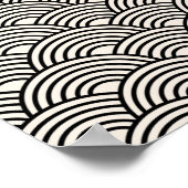 Japanse Golf Seigaiha Black en Cream White Poster (Hoek)