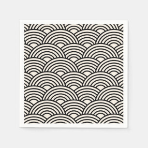 Japanse Golf Seigaiha Black en Cream White Servet