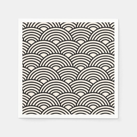 Japanse Golf Seigaiha Black en Cream White Servet (Voorkant)