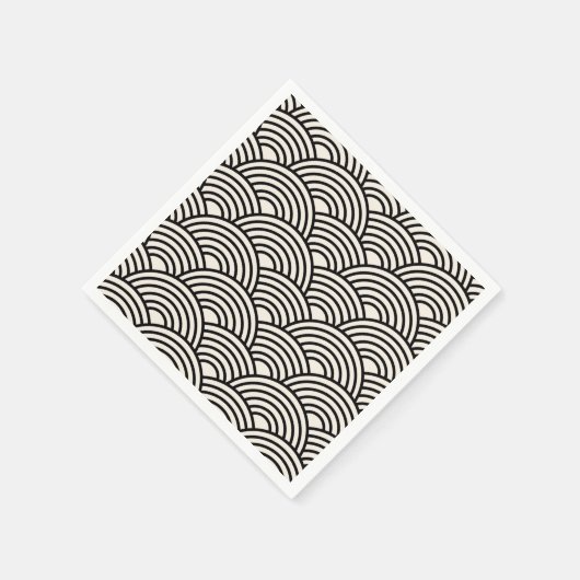 Japanse Golf Seigaiha Black en Cream White Servet (Hoek)