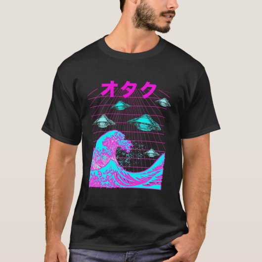 Japanse Golfgolf — Ufo Vaporwave Otaku Synthwave T-shirt (Voorkant)