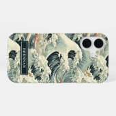 Japanse Golfpatroon met Monogram iPhone 16 Hoesje (Achterkant horizontaal)