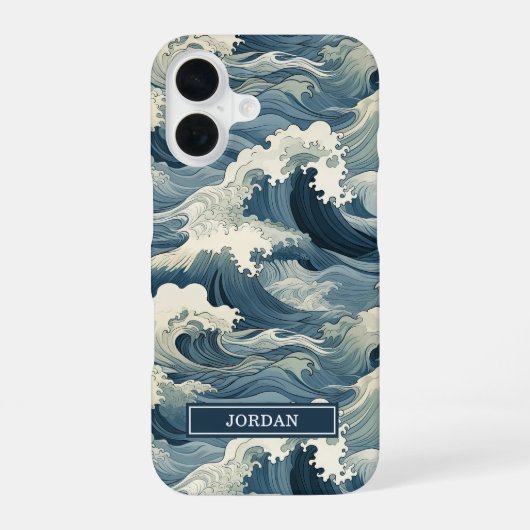 Japanse Golfpatroon met Monogram iPhone 16 Hoesje (Achterkant)