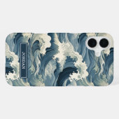 Japanse Golfpatroon met Monogram iPhone Hoesje (Achterkant horizontaal)