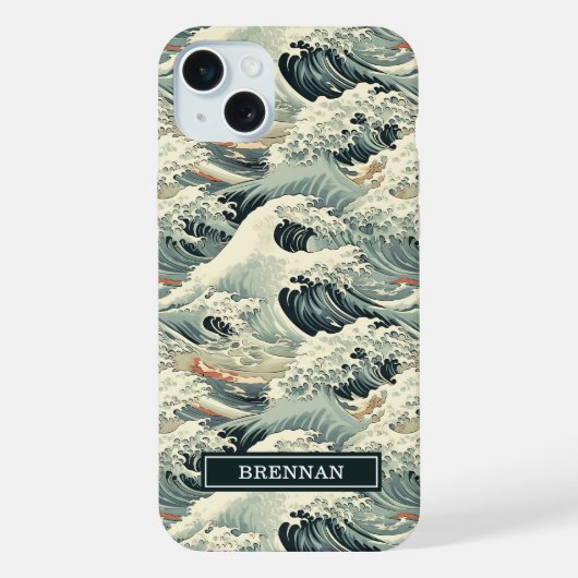 Japanse Golfpatroon met Monogram iPhone Hoesje (Achterkant)