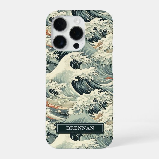 Japanse Golfpatroon met Monogram iPhone Hoesje (Achterkant)