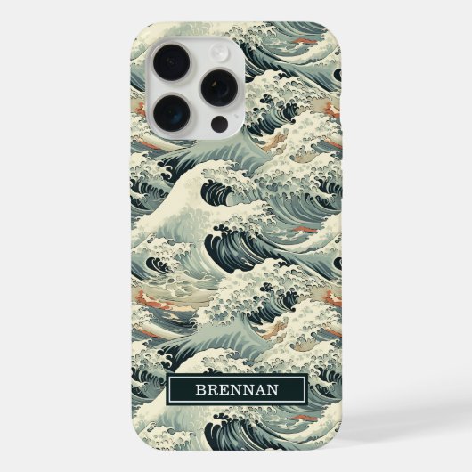 Japanse Golfpatroon met Monogram iPhone Hoesje (Achterkant)
