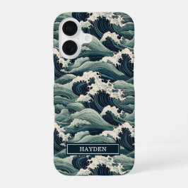 Japanse Golfprint met Monogram iPhone 16 Hoesje