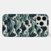 Japanse Golfprint met Monogram iPhone Hoesje (Achterkant horizontaal)