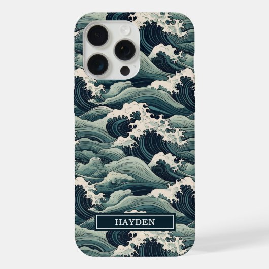 Japanse Golfprint met Monogram iPhone Hoesje (Achterkant)