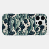 Japanse Golfprint met Monogram iPhone Hoesje (Achterkant horizontaal)