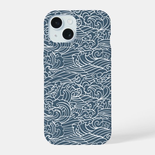 Japanse golfslagpatroon iPhone 15 case (Achterkant)