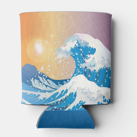 Japanse Golve Art Sunset Ocean Blikjeskoeler (Achterkant)