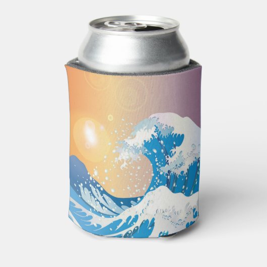 Japanse Golve Art Sunset Ocean Blikjeskoeler (Blikje Achterkant)