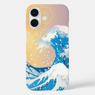 Japanse Golve Art Sunset Ocean iPhone 16 Hoesje