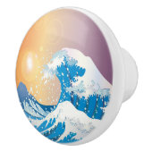 Japanse Golve Art Sunset Ocean Keramische Knop (Rechts)