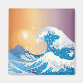 Japanse Golve Art Sunset Ocean Magneet (Voorkant)