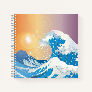 Japanse Golve Art Sunset Ocean Notitieboek
