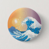 Japanse Golve Art Sunset Ocean Ronde Button 5,7 Cm (Voorkant)