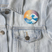 Japanse Golve Art Sunset Ocean Ronde Button 5,7 Cm (In situ)