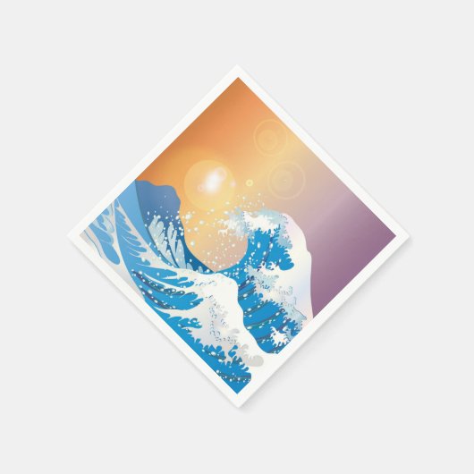 Japanse Golve Art Sunset Ocean Servet (Hoek)