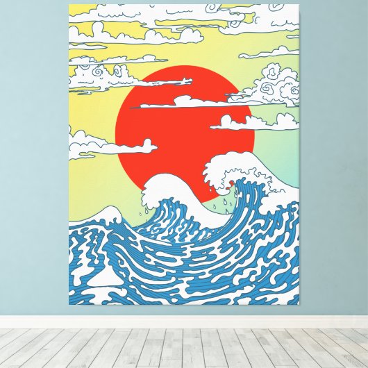 Japanse golven canvas afdruk (Insitu (Houten vloer))