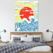 Japanse golven canvas afdruk (Insitu (Slaapkamer))