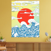 Japanse golven canvas afdruk (Insitu (Woonkamer))
