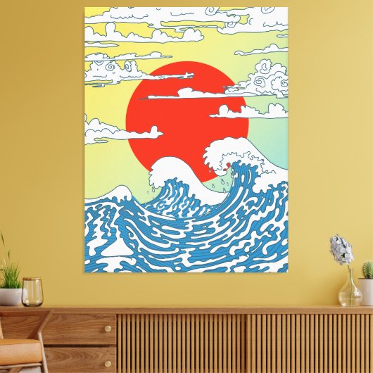 Japanse golven canvas afdruk (Insitu (Woonkamer))