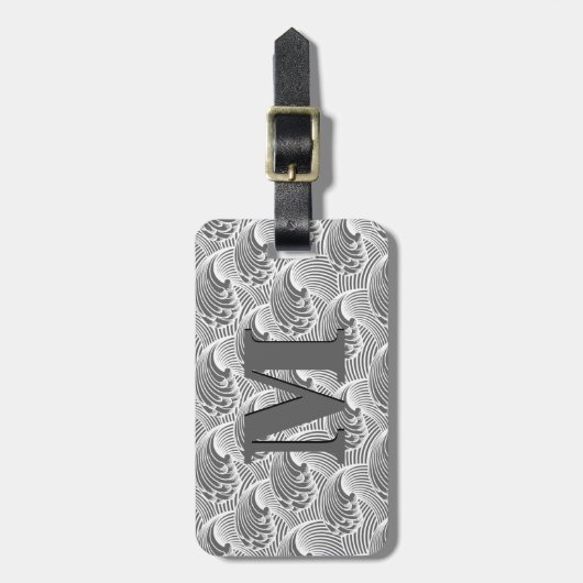  Japanse golven, grijs / grijs en wit Bagagelabel (Voorkant verticaal)