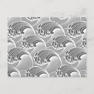  Japanse golven, grijs / grijs en wit Briefkaart