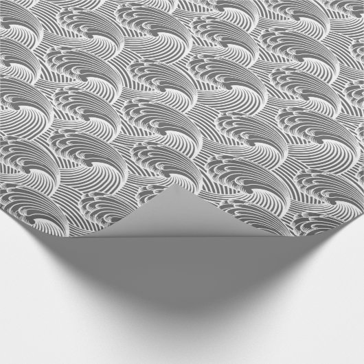 Japanse golven, grijs / grijs en wit Cadeaupapier (Hoek)