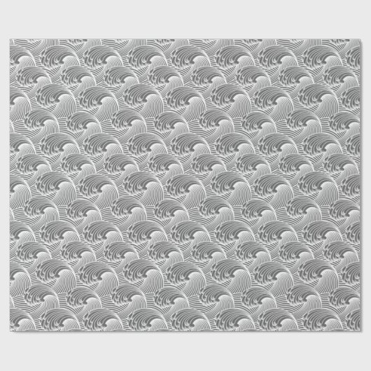 Japanse golven, grijs / grijs en wit Cadeaupapier (Vlak)