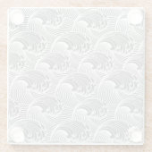  Japanse golven, grijs / grijs en wit  Glazen Onderzetter (Achterkant)