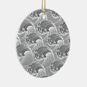  Japanse golven, grijs / grijs en wit Keramisch Ornament (Rechts)