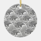  Japanse golven, grijs / grijs en wit Keramisch Ornament (Voorkant)