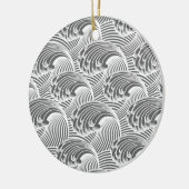  Japanse golven, grijs / grijs en wit Keramisch Ornament (Links)